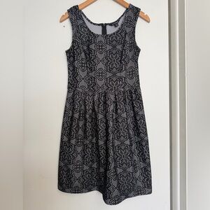 George Black & White Lace-Pattern Midi Dress